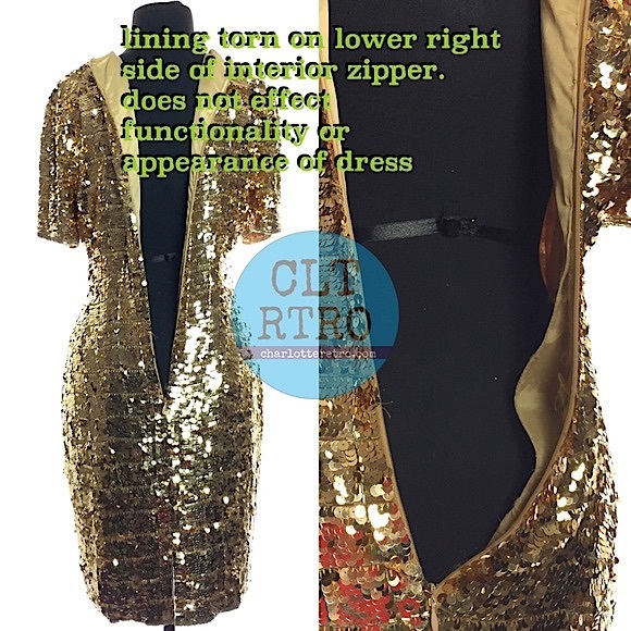 vtg AJ Bari • Gold Sequin Sequin Trophy Dress - Picture 7 of 9